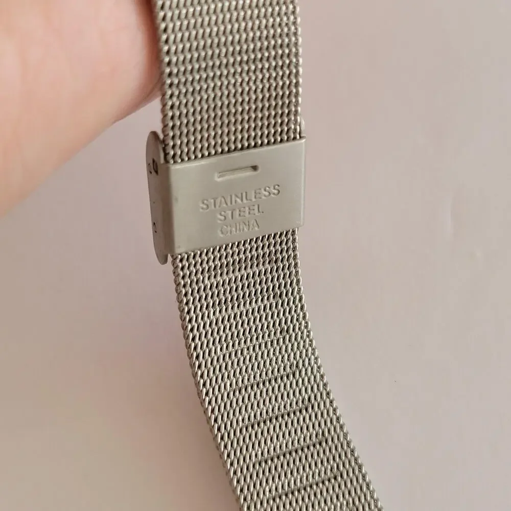 Sharp Womens Watch White Dial Gold Case Silver Mesh Bracelet Quartz Analog